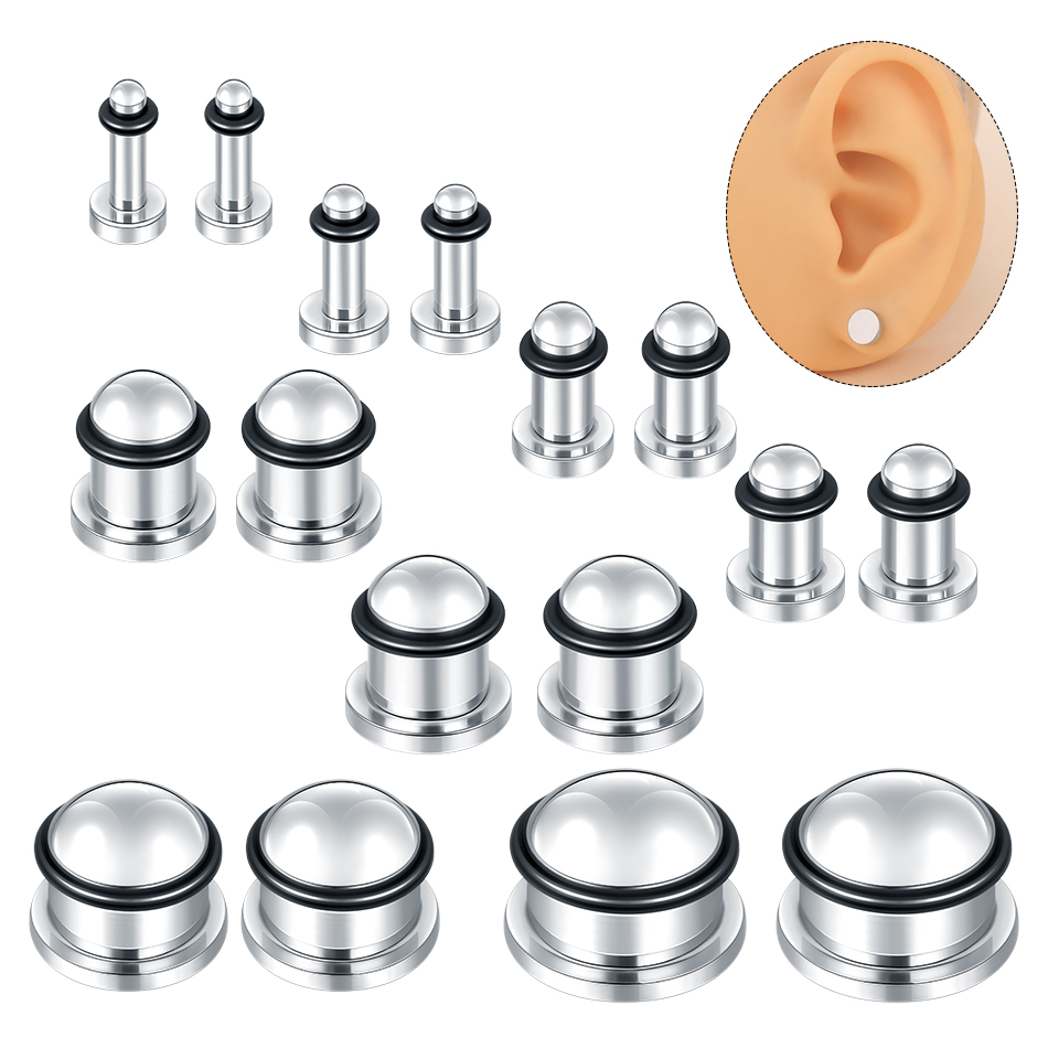 Body Jewelry Ear Plugs - 1 ペアステンレス鋼耳トンネルイヤリングプラグゲージエキスパンダーストレッチャー耳テーパーボディピアスジュエリー 1.6 ミリメートル-16 ミリメートル