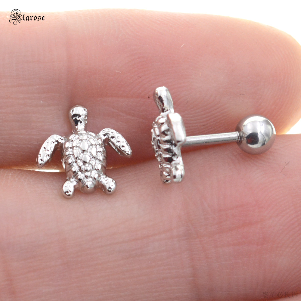 Body Jewelry Ear Plugs - スタローズ-イヤリング,1.0x6mm,2個,ウミガメ,ヘリックス,耳珠,オレジャ軟骨,ジュエリー
