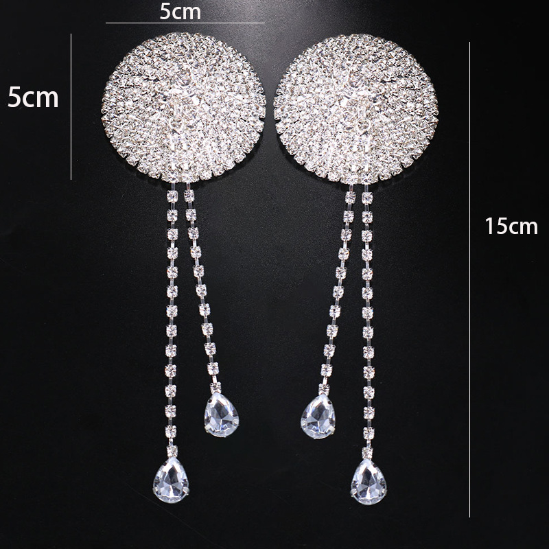 Body Jewelry Nipple Chain - 新しいボディジュエリーヨーロッパアメリカのセクシーなクリスタルタッセル胸ステッカー人格乳首パッチ女性のボディジュエリーボディチェーン女性