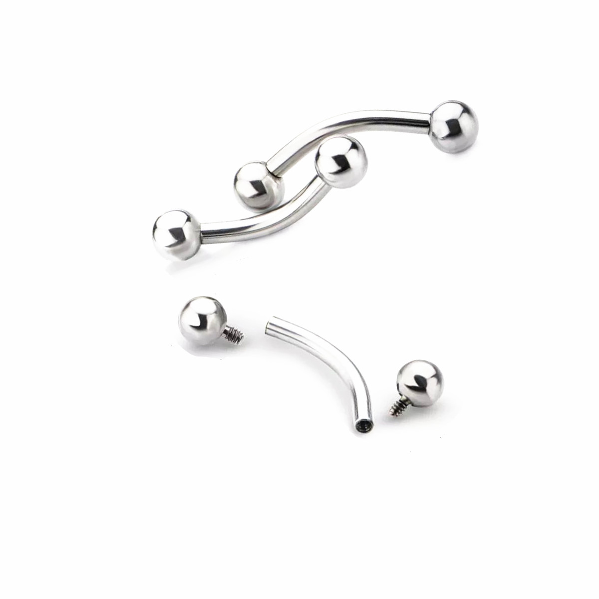 Eyebrow Curved Barbell - 10個 ASTM F136 チタン 14G 16G