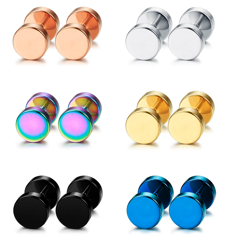 Body Jewelry Ear Plugs - 男性と女性のためのステンレス鋼のイヤリングのセット,ピアスの耳のプラグ,偽のトンネル,16g,2-14mm, 6ペア,1ペア,6ペア