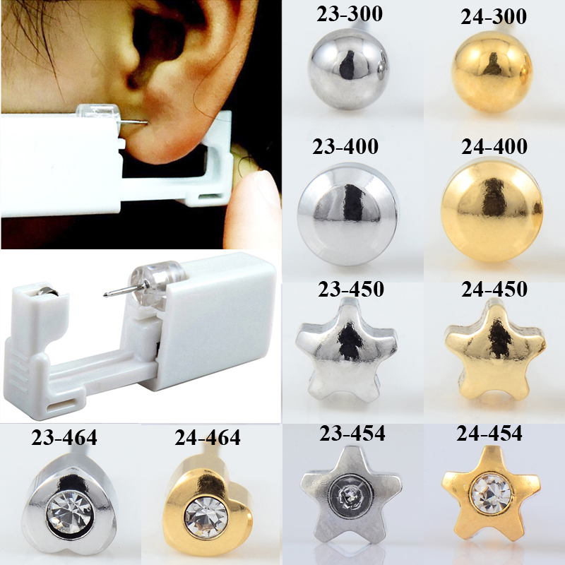 Body Jewelry Ear Plugs - イヤーピアスおよびドリル用の使い捨て安全キット,滅菌済み,ステンレス鋼316l,イヤリング用の作業用ツール,24ピース/箱