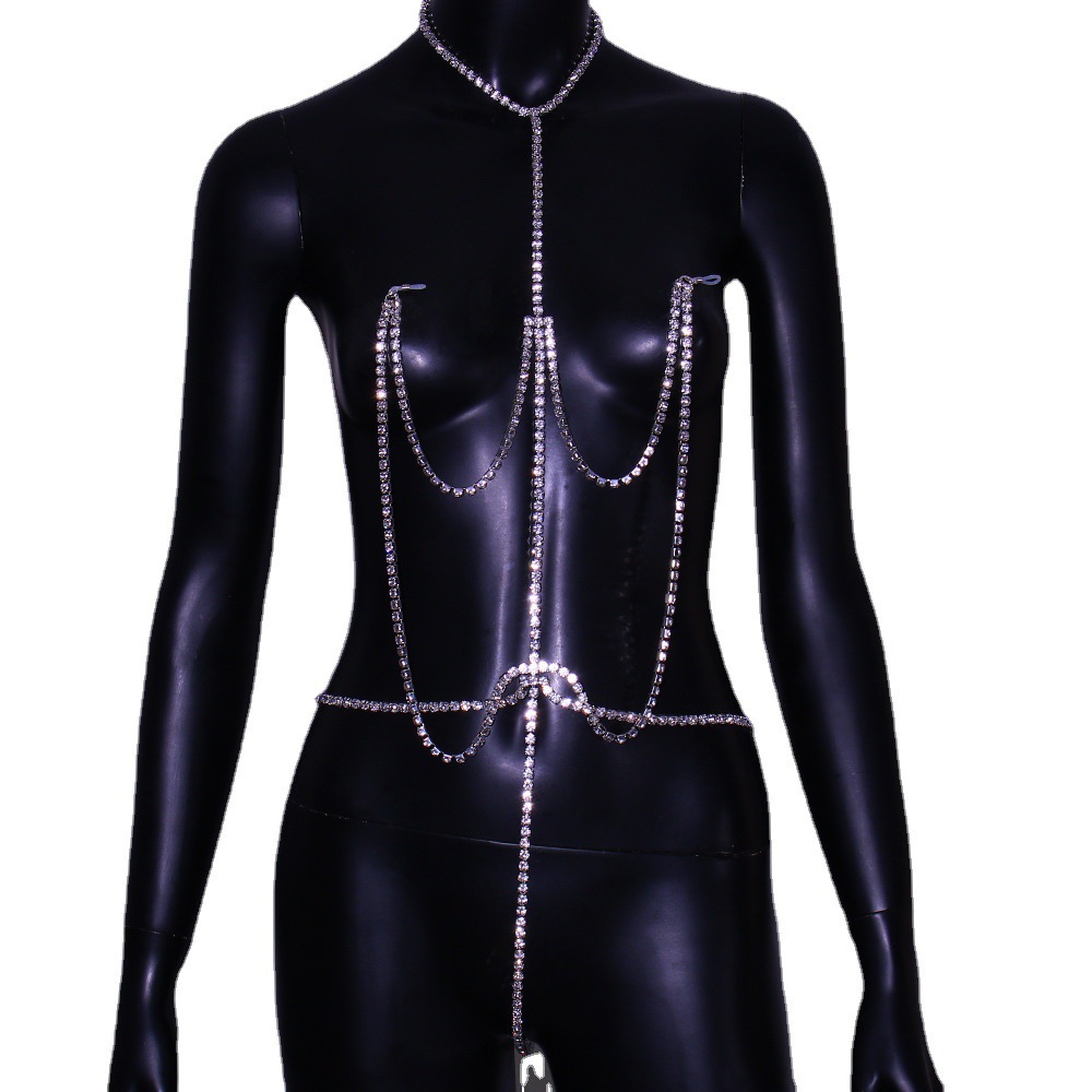 Body Jewelry Nipple Chain - 胸チェーンセクシーなラインストーン乳首チェーンビキニボディチェーン портупея ボディジュエリービジューデコルпортупея женская ウエストビーズ
