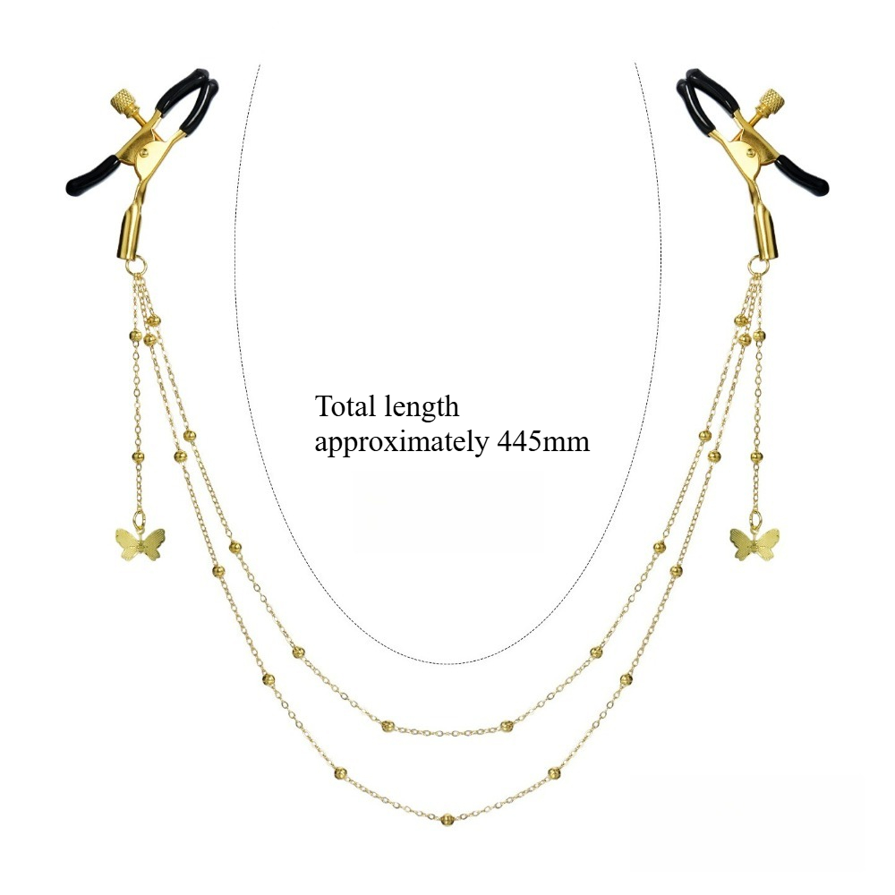 セクシーな蝶の形の乳首クランプ、チェーンメタルの乳輪、女性用 - Body Jewelry Nipple Chain のレビューと価格
