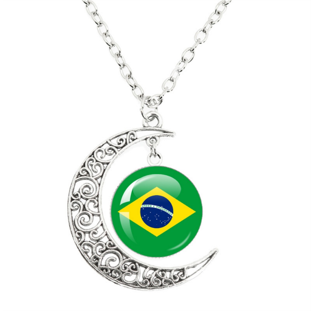 国旗ムーンペンダントネックレス スイス メキシコ ブラジル  - Body Jewelry Australia のレビューと価格