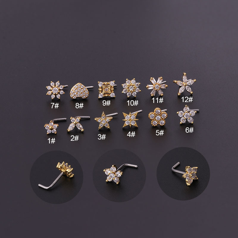 女性用ステンレス鋼のイヤリング,ピアス,花,インド,ヘリック - Body Jewelry Indian のレビューと価格