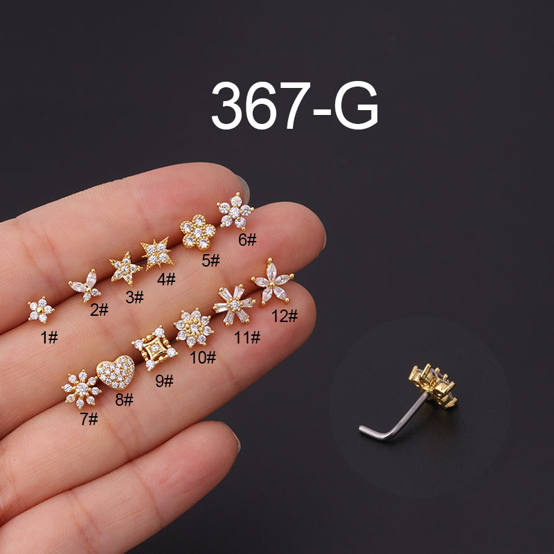 女性用ステンレス鋼のイヤリング,ピアス,花,インド,ヘリック - Body Jewelry Indian のレビューと価格