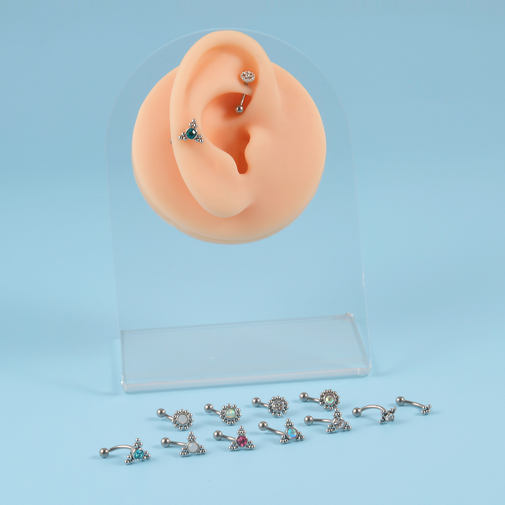 1PC G23 チタン 16 グラムクリスタルルークピアスク - Eyebrow Curved Barbell のレビューと価格