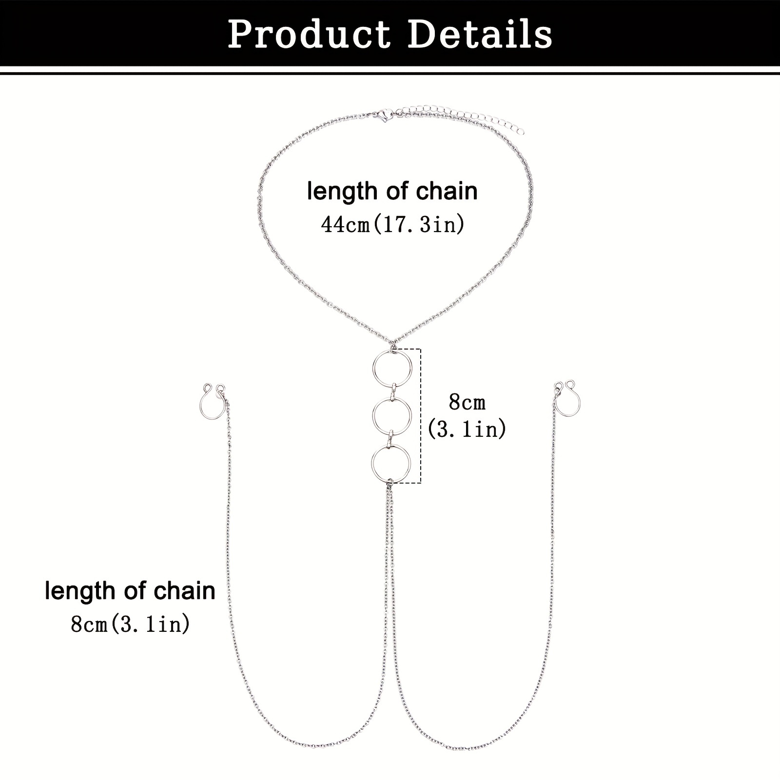 ステンレス製の偽の乳首ピアス,ボタン,花,ベル,ボールチェー - Body Jewelry Nipple Chain のレビューと価格