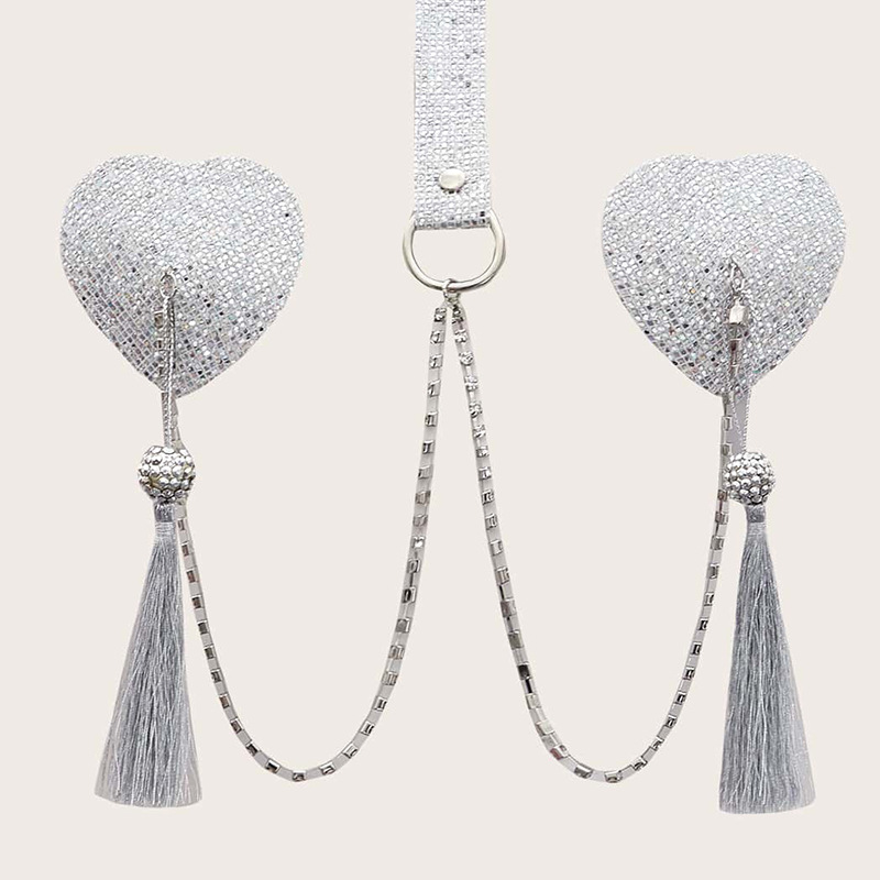 西洋風フリンジ付きパステルチェーン、スパンコールハート付きセ - Body Jewelry Nipple Chain のレビューと価格
