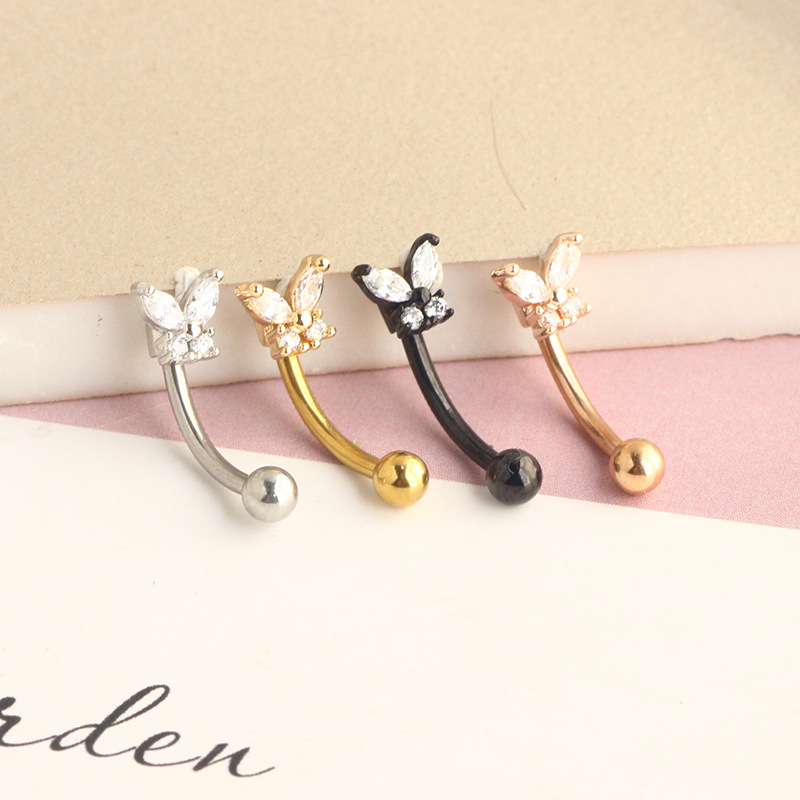 ゴールドルックピアスジュエリー 14Kソリッドゴールド バタ - Eyebrow Curved Barbell のレビューと価格