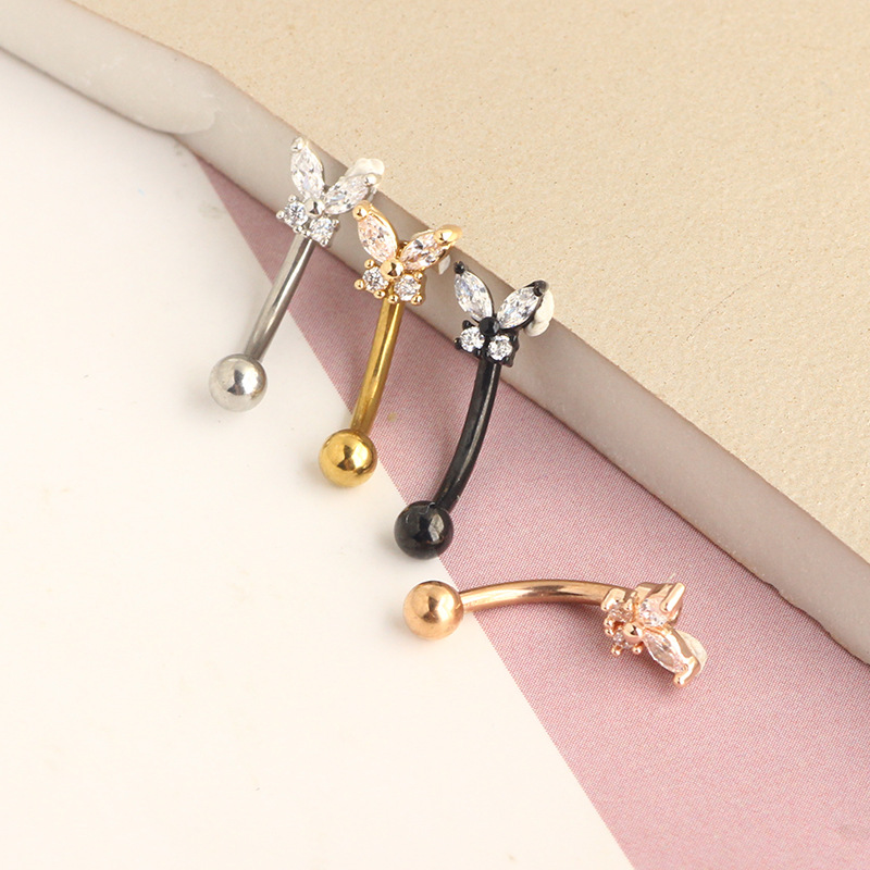ゴールドルックピアスジュエリー 14Kソリッドゴールド バタ - Eyebrow Curved Barbell のレビューと価格