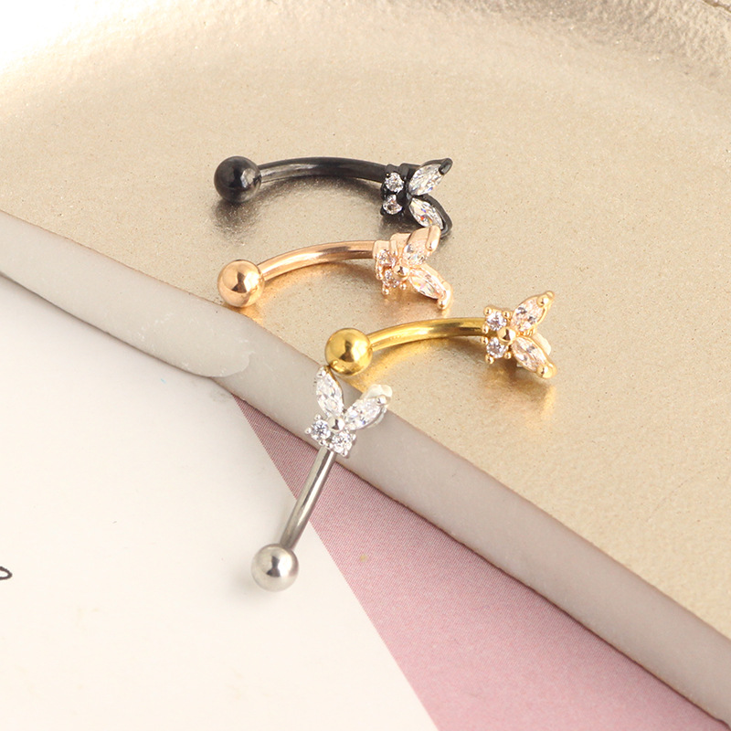ゴールドルックピアスジュエリー 14Kソリッドゴールド バタ - Eyebrow Curved Barbell のレビューと価格