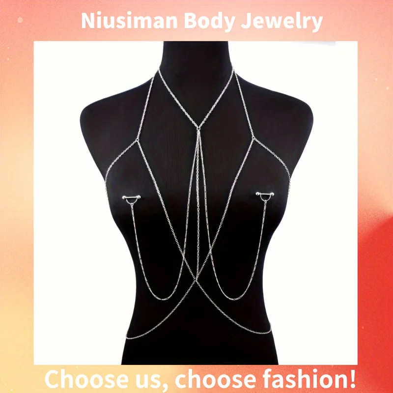 エレガント&セクシーなボディチェーン1個、14Gバーベルニッ - Body Jewelry Nipple Chain のレビューと価格