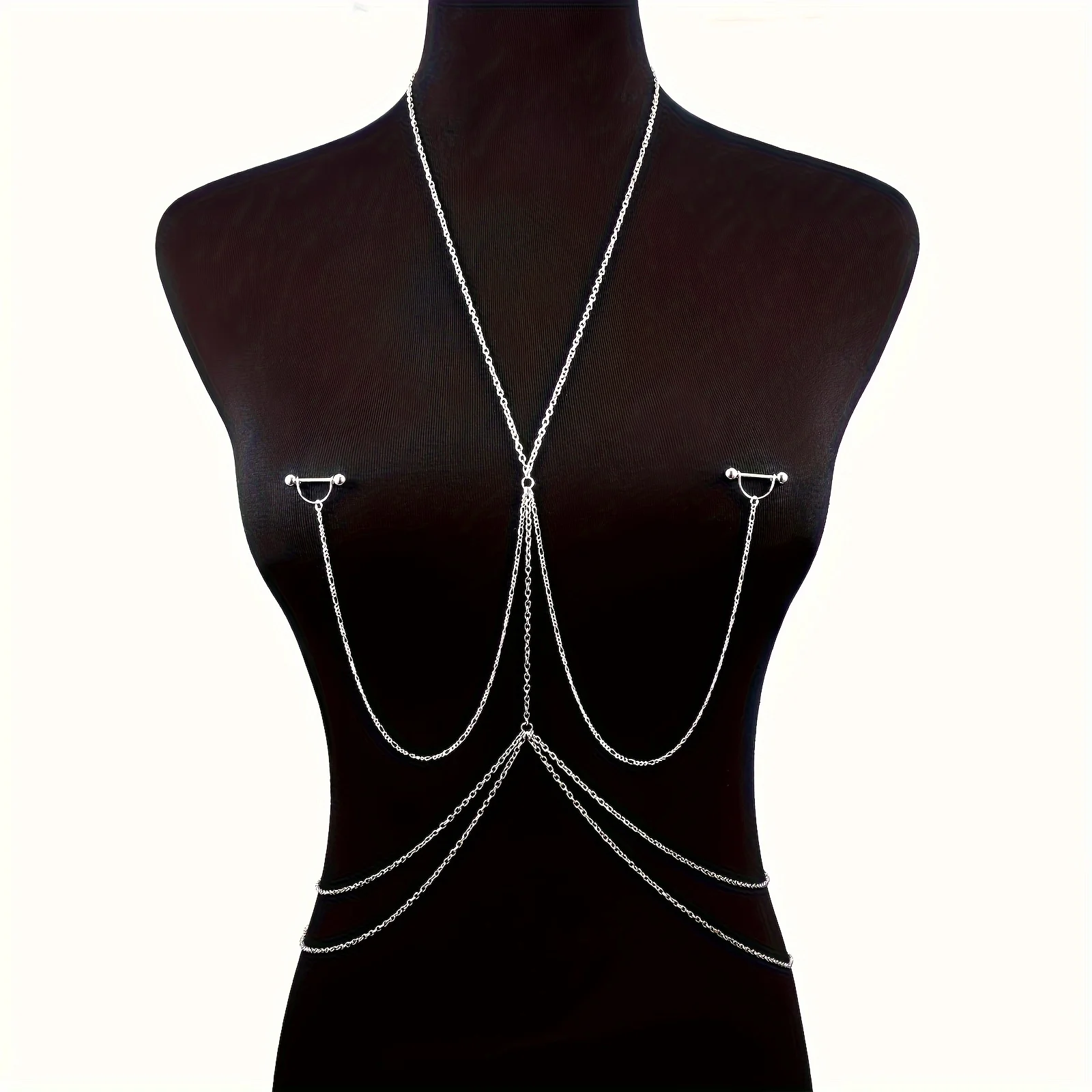 エレガント&セクシーなボディチェーン1個、14Gバーベルニッ - Body Jewelry Nipple Chain のレビューと価格