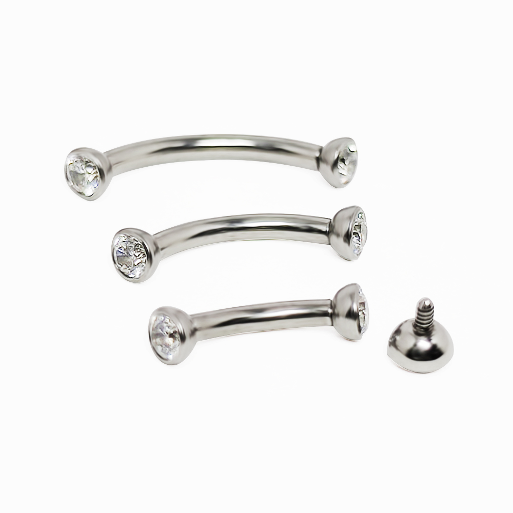 F136 チタンピアス眉毛ジルコン軟骨イヤリングピアス雌ねじ - Eyebrow Curved Barbell のレビューと価格