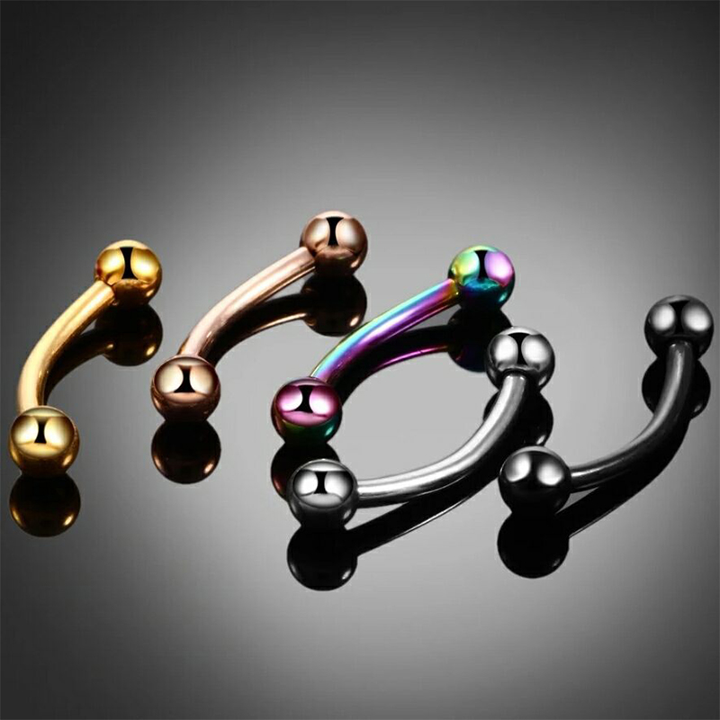 スチールアイブロウバナナパンピアス、湾曲したバーベル、リップ - Eyebrow Curved Barbell のレビューと価格