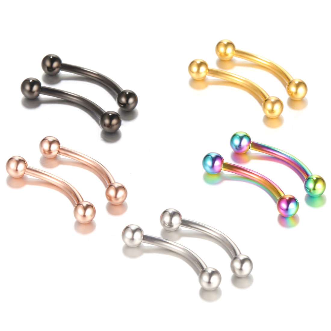 スチールアイブロウバナナパンピアス、湾曲したバーベル、リップ - Eyebrow Curved Barbell のレビューと価格