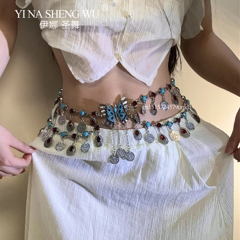 ヴィンテージ合金コインロングタッセルウエストチェーンベリーダ - Body Jewelry Indian のレビューと価格