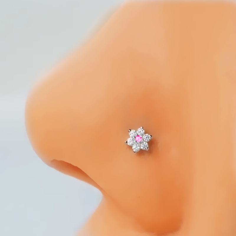 3個セット ステンレス製 フラワー ノーズピアス スタッド  - Body Jewelry Indian のレビューと価格