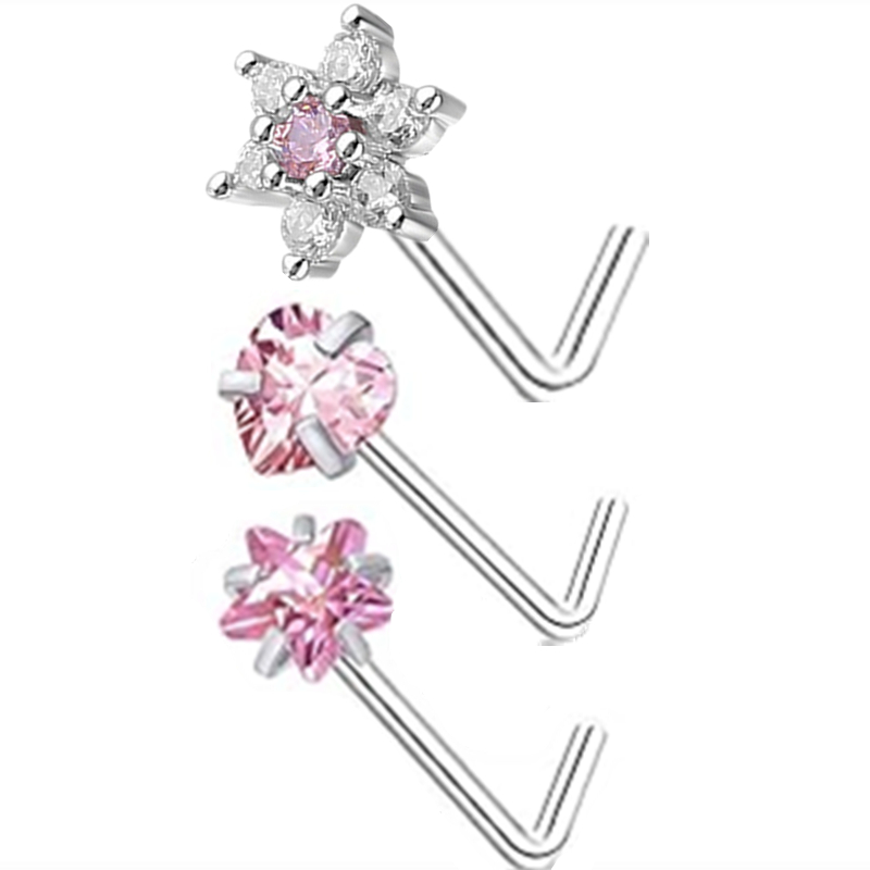 3個セット ステンレス製 フラワー ノーズピアス スタッド  - Body Jewelry Indian のレビューと価格