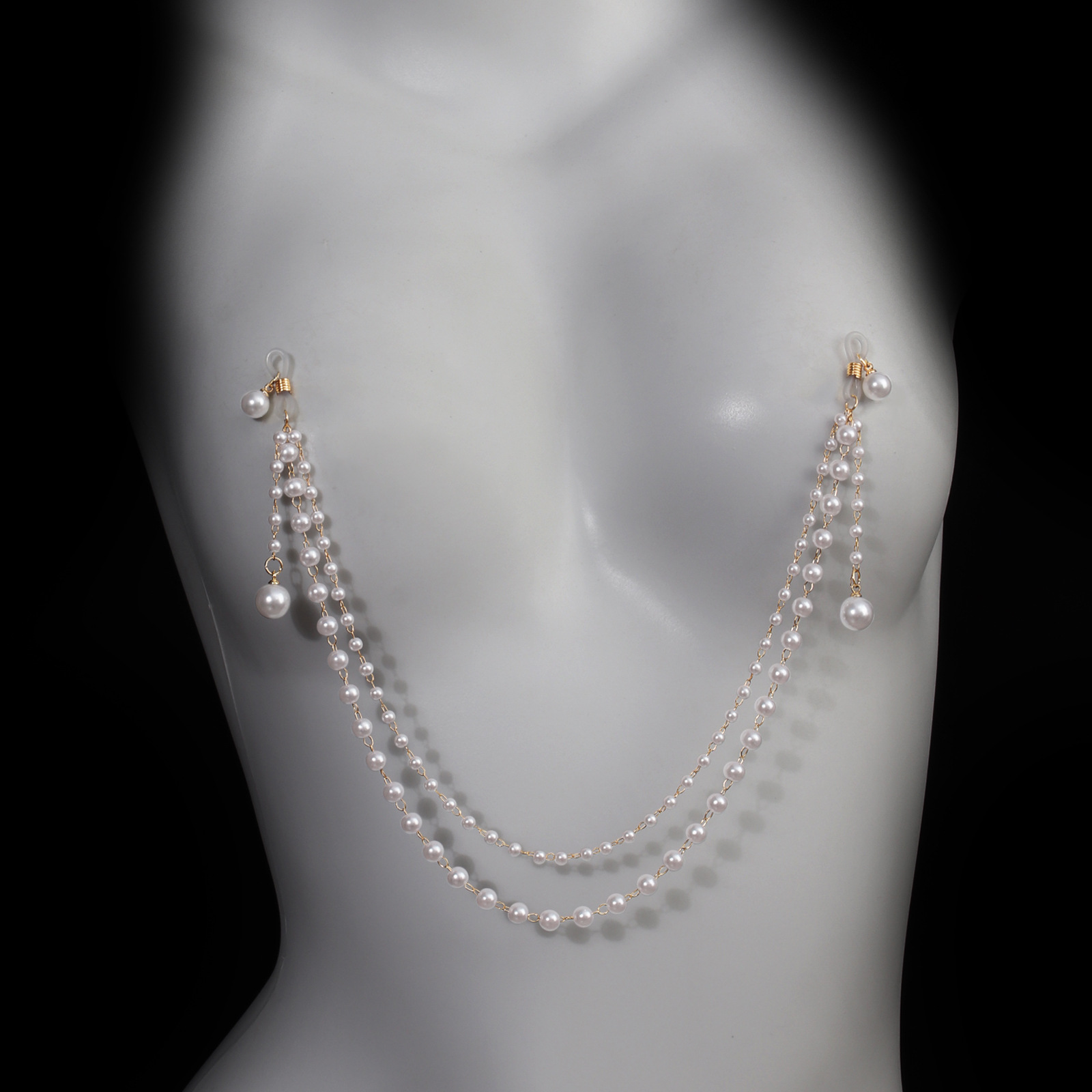 セクシーなノンピアスパールニップルブラチェーン、女性用クリス - Body Jewelry Nipple Chain のレビューと価格
