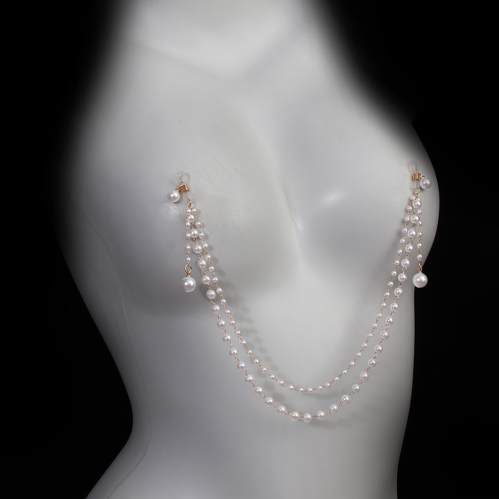 セクシーなノンピアスパールニップルブラチェーン、女性用クリス - Body Jewelry Nipple Chain のレビューと価格