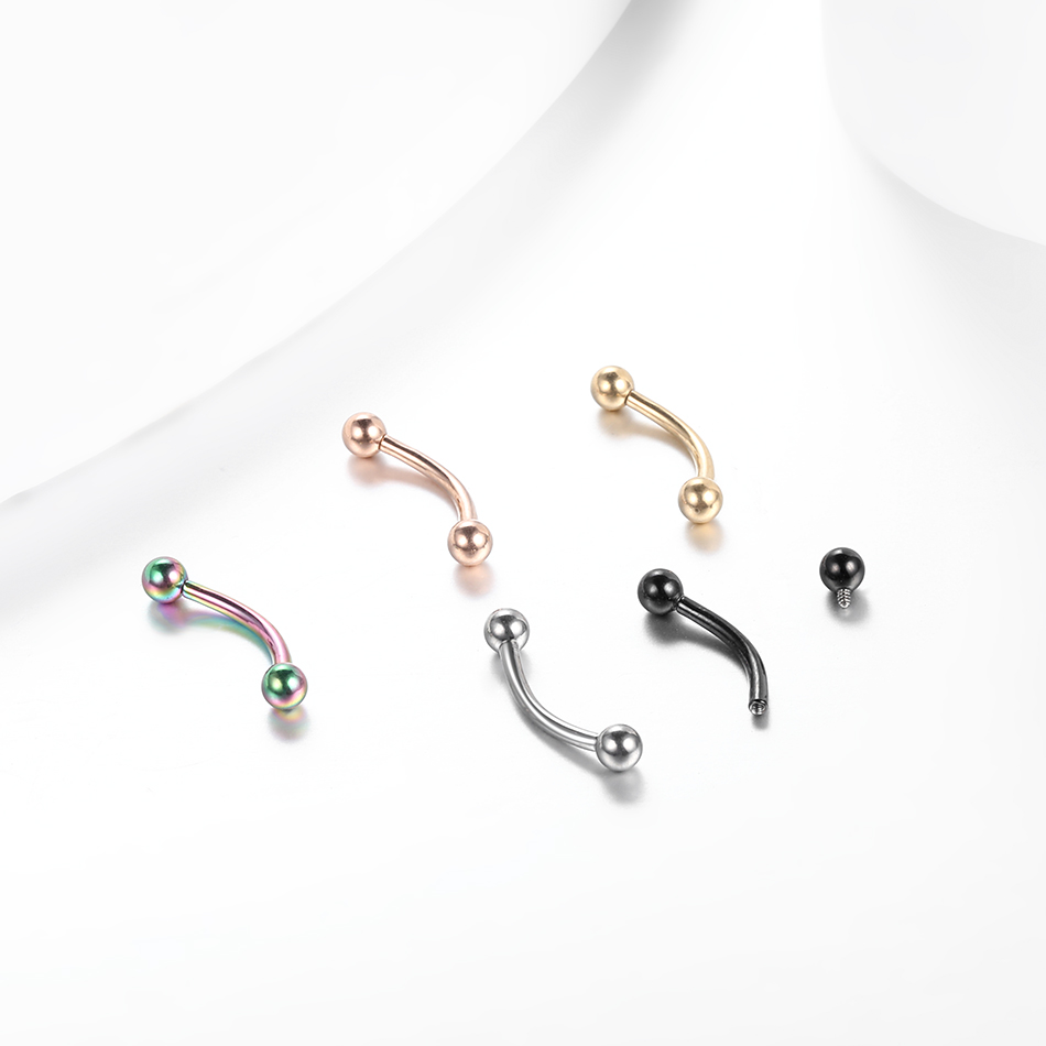 10 ピース/ロット G23 チタン眉毛バナナピアスリング湾 - Eyebrow Curved Barbell のレビューと価格
