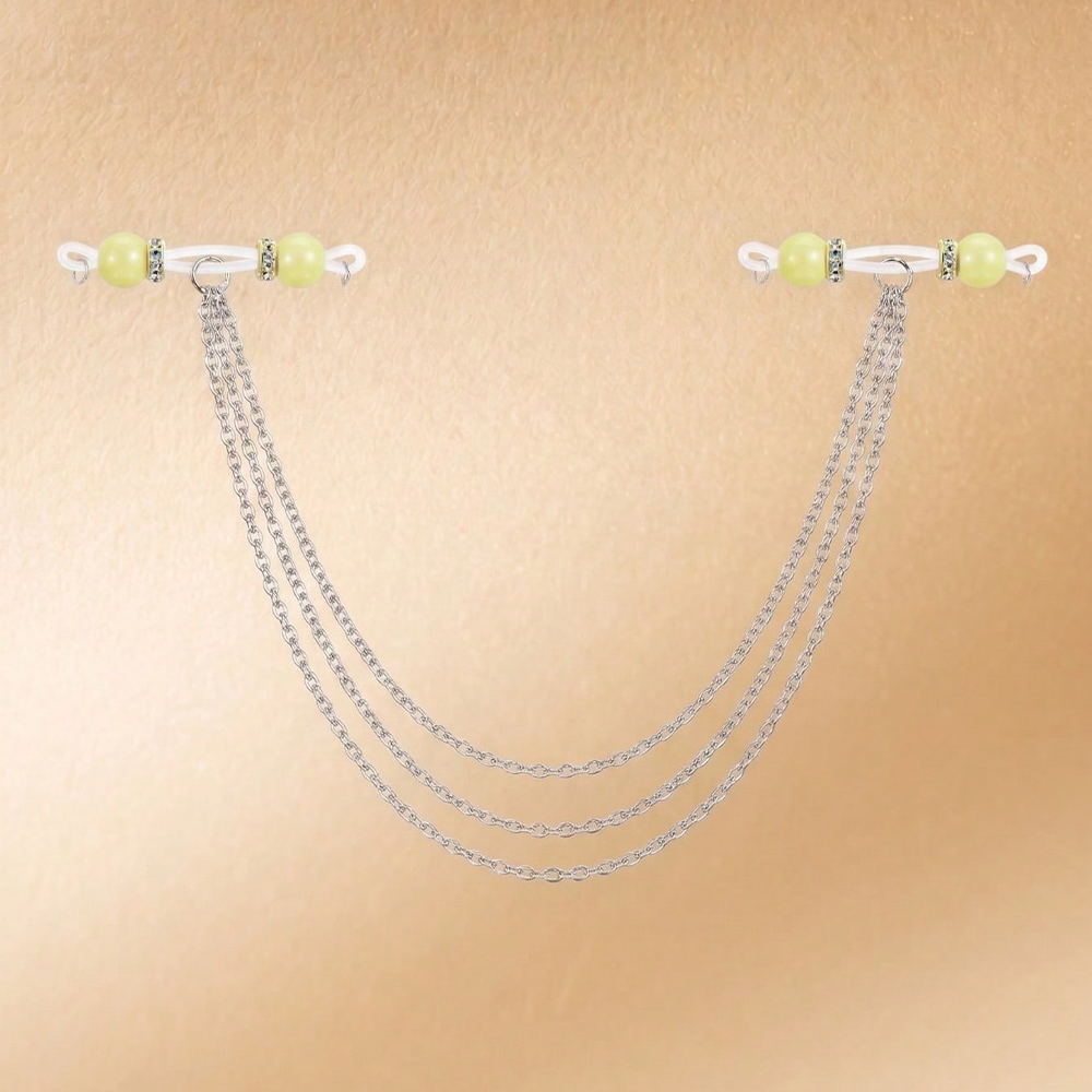 女性用ノンピアスニップルリングボディチェーン、フェイクニップ - Body Jewelry Nipple Chain のレビューと価格