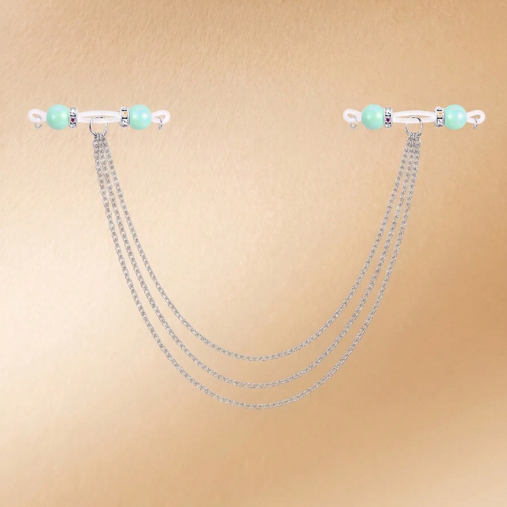 女性用ノンピアスニップルリングボディチェーン、フェイクニップ - Body Jewelry Nipple Chain のレビューと価格
