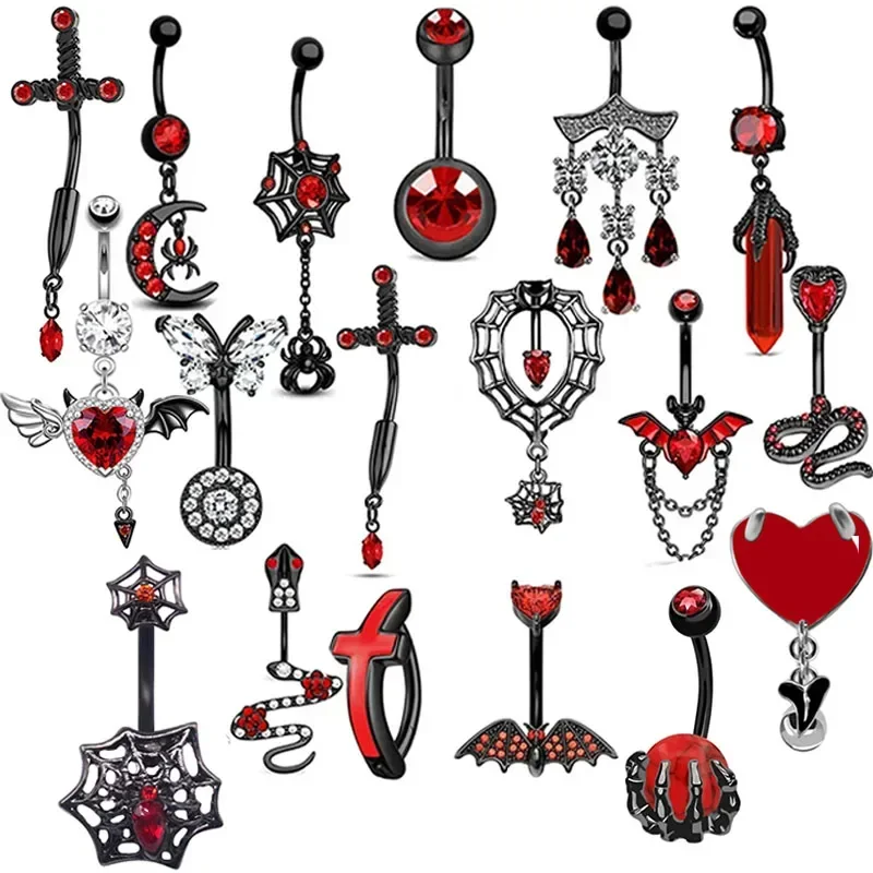 人格ハート型へそリングバットベリーピアスホットガールダークシ - Body Jewelry Hot のレビューと価格