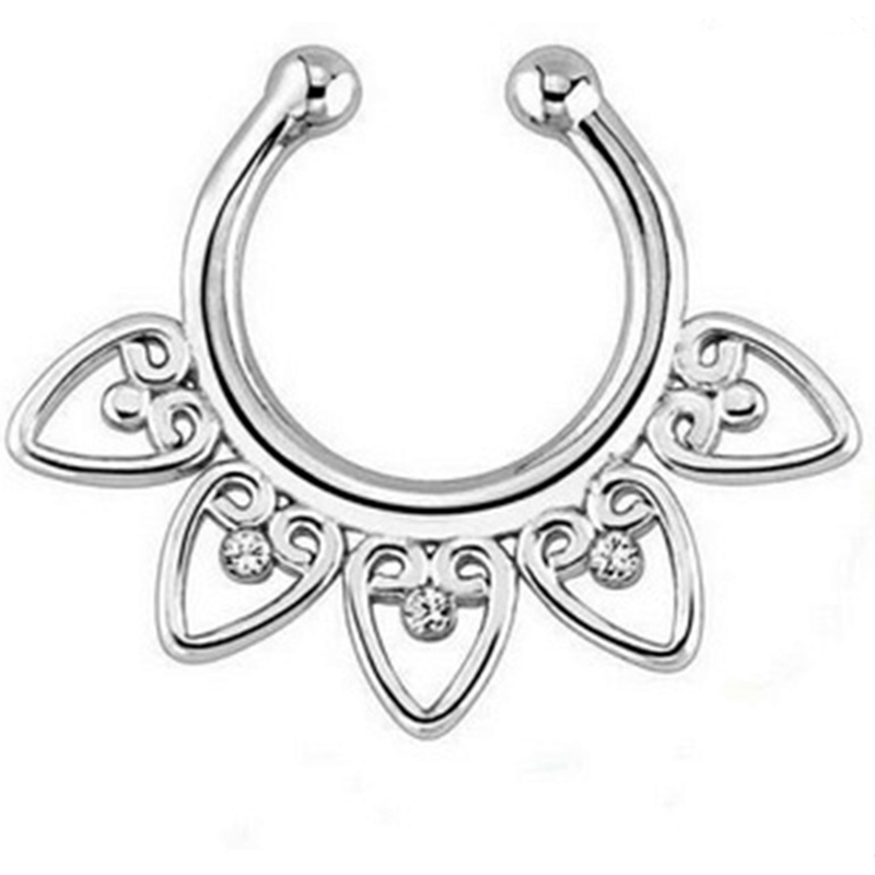 女性のためのファッションクリップ付きの女性の鼻ピアス,結婚披 - Body Jewelry Indian のレビューと価格