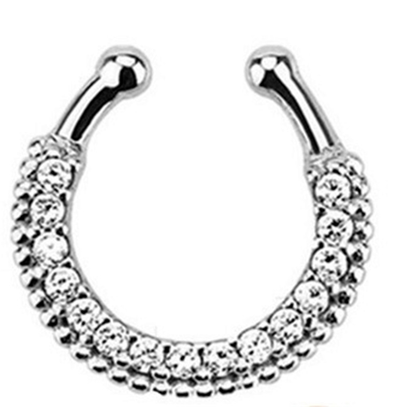 女性のためのファッションクリップ付きの女性の鼻ピアス,結婚披 - Body Jewelry Indian のレビューと価格