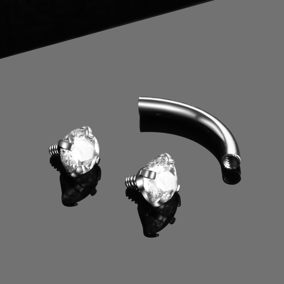 1PC 鋼湾曲バーベルピアス CZ 宝石眉毛珠ヘリックスリン - Eyebrow Curved Barbell のレビューと価格