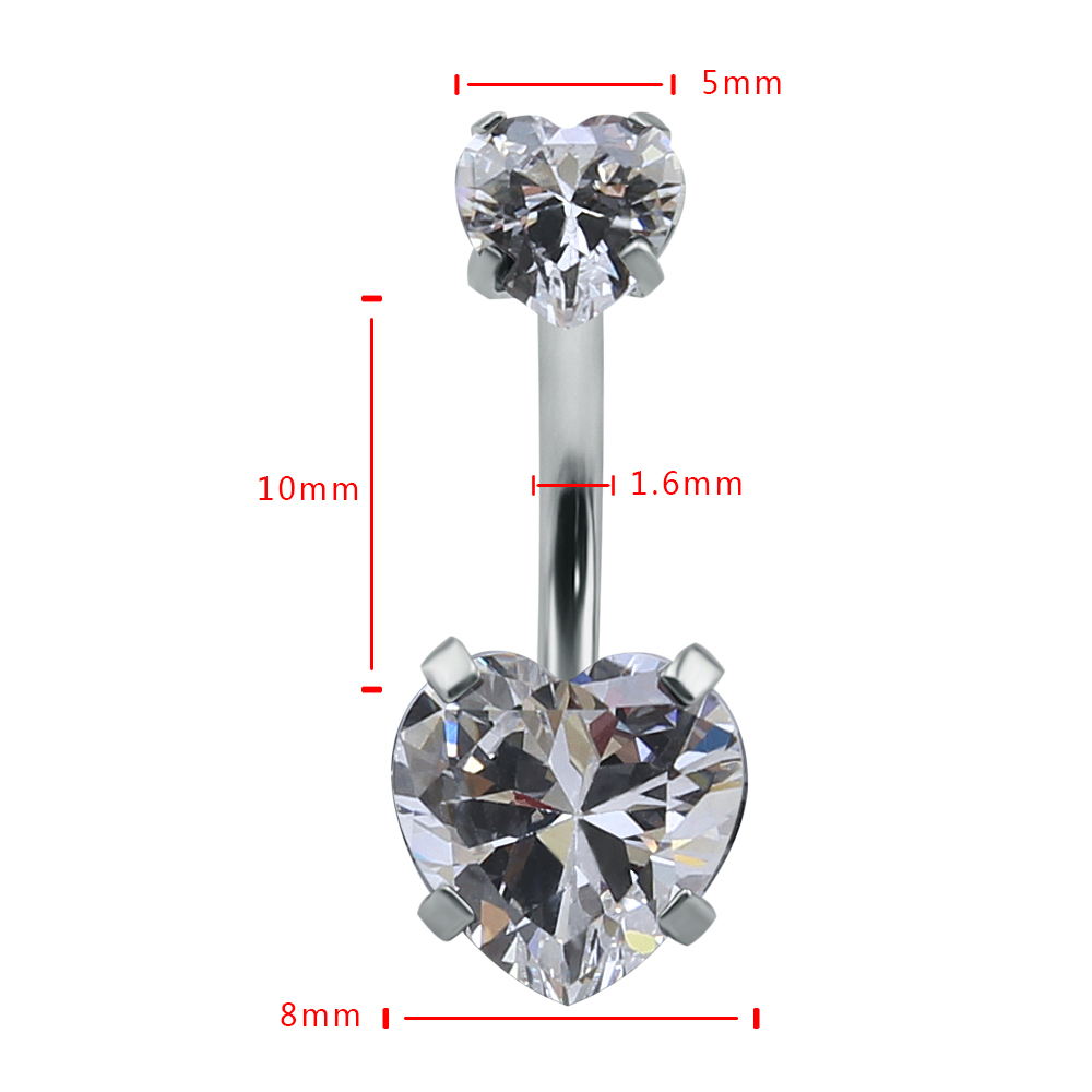 クリスタルのへそピアス,ハート型,へそピアス,夏用 - Body Jewelry Hot のレビューと価格