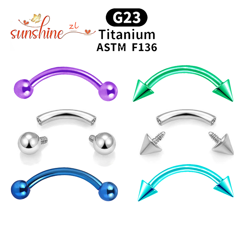 2 個雌ねじ G23 チタン湾曲バーベル眉毛珠ヘリックス耳腹 - Eyebrow Curved Barbell のレビューと価格