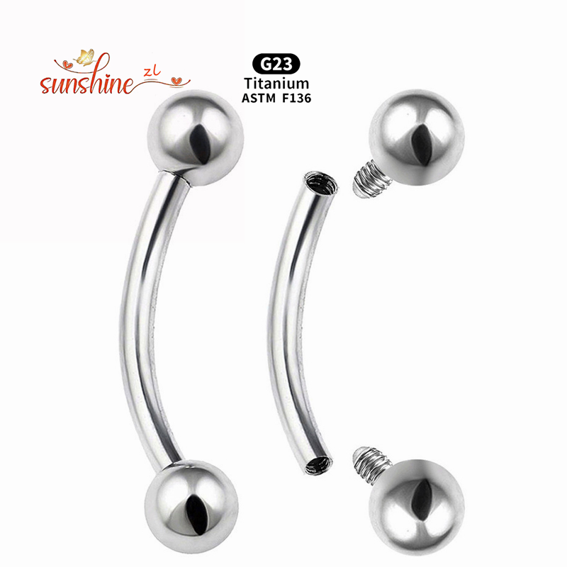 2 個雌ねじ G23 チタン湾曲バーベル眉毛珠ヘリックス耳腹 - Eyebrow Curved Barbell のレビューと価格