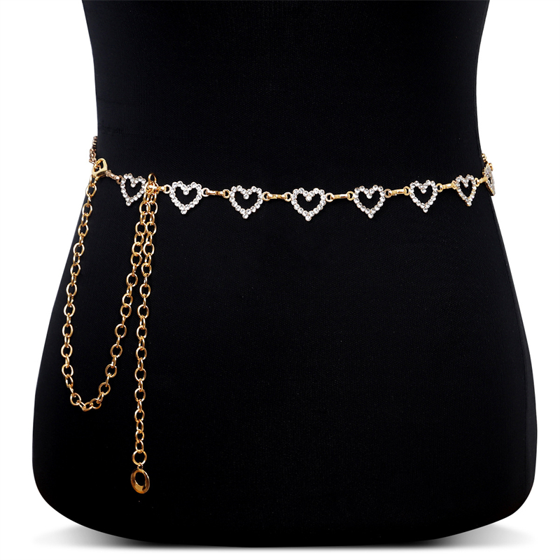 ファッションラインストーンハートウエストチェーン女性用調節可 - Body Jewelry Sale のレビューと価格