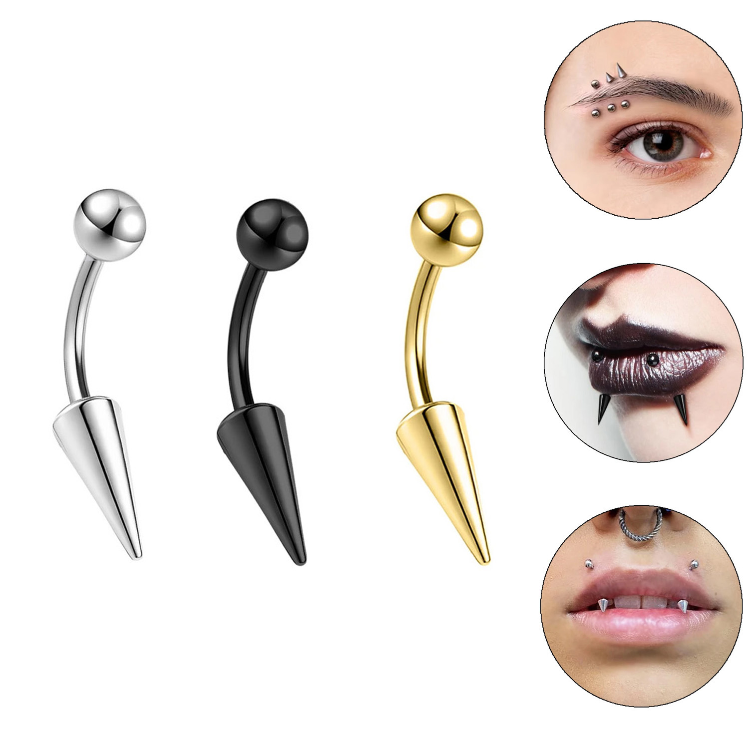 1PC 16 グラムロングスパイクブリッジステンレス鋼眉毛リ - Eyebrow Curved Barbell のレビューと価格