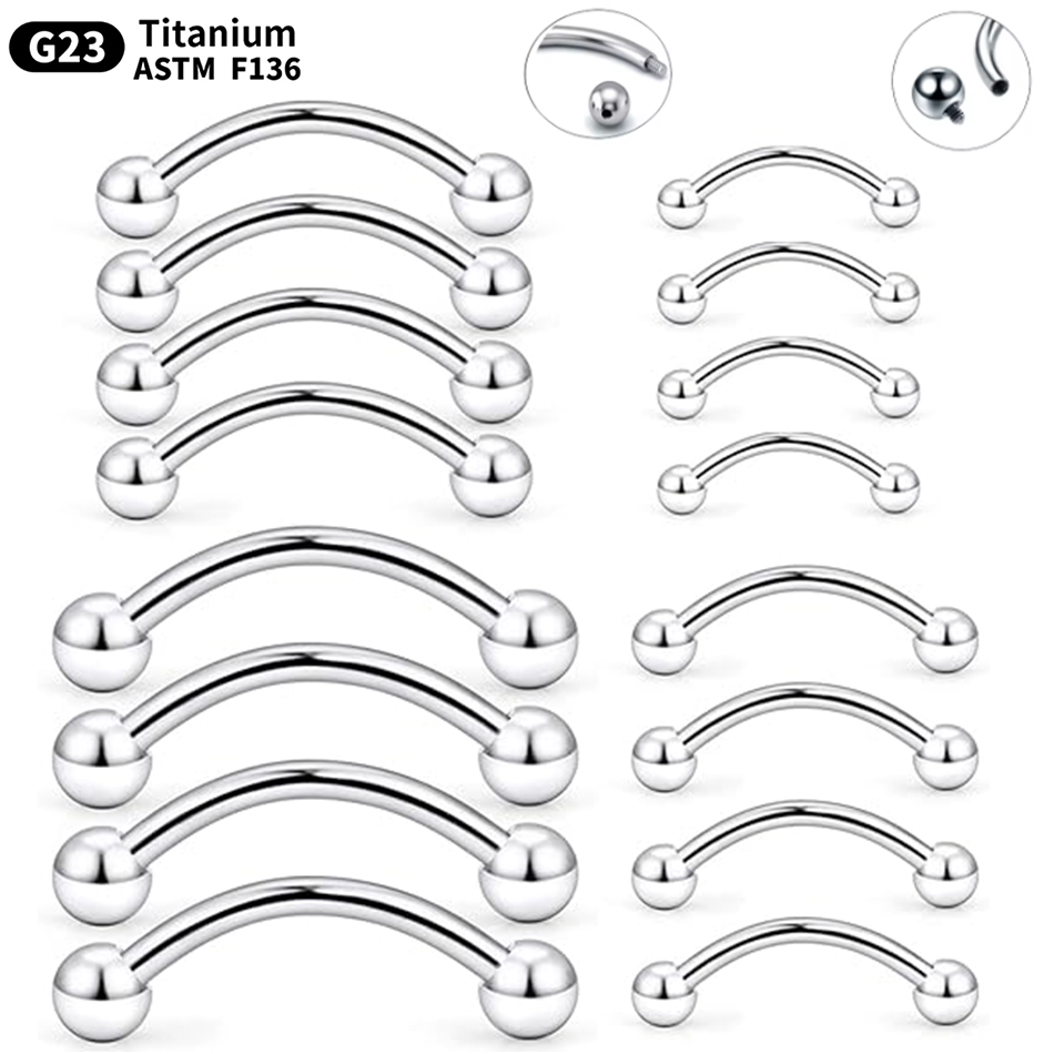 1Pc チタンピアス湾曲バーベル眉毛リングバナナピアス内外糸 - Eyebrow Curved Barbell のレビューと価格