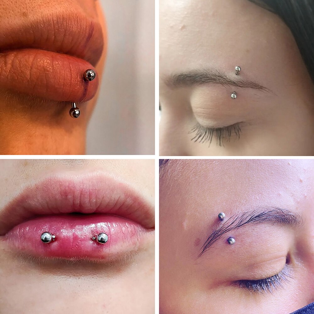 1Pc チタンピアス湾曲バーベル眉毛リングバナナピアス内外糸 - Eyebrow Curved Barbell のレビューと価格