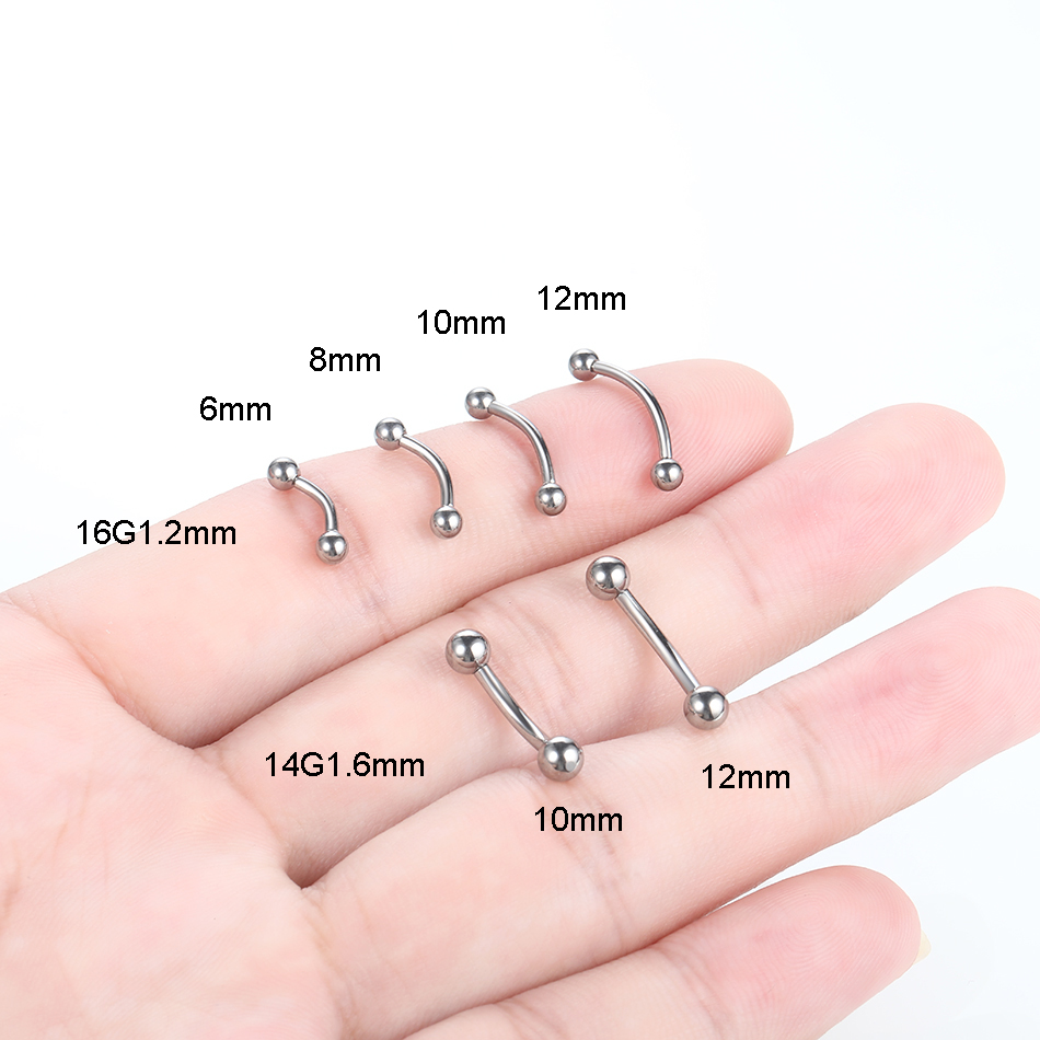 1Pc チタンピアス湾曲バーベル眉毛リングバナナピアス内外糸 - Eyebrow Curved Barbell のレビューと価格