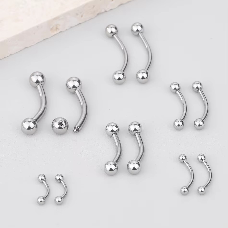 1Pc チタンピアス湾曲バーベル眉毛リングバナナピアス内外糸 - Eyebrow Curved Barbell のレビューと価格