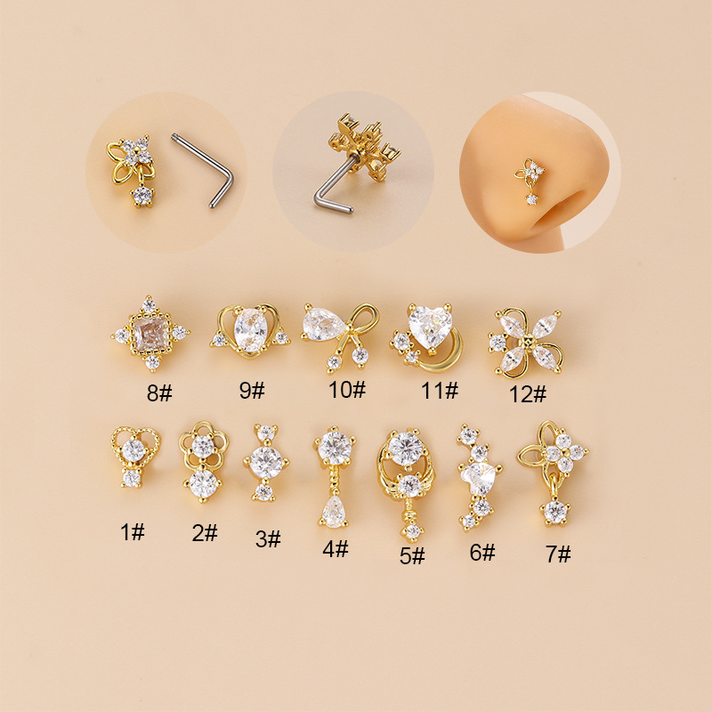インドの外科用ステンレス鋼の鼻ピアス,ピアス,ジュエリー,1 - Body Jewelry Indian のレビューと価格