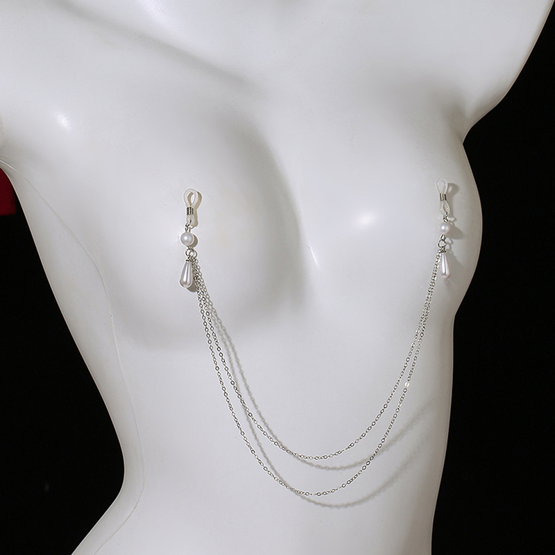 セクシーなメタルパールタッセルチェストチェーン女性のためのト - Body Jewelry Nipple Chain のレビューと価格