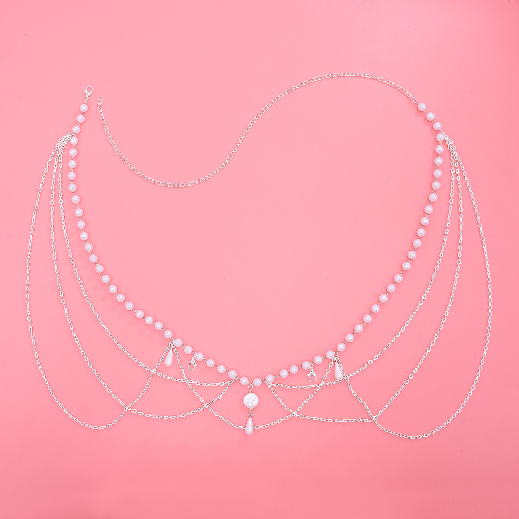 セクシーなウエストチェーンベルト多層模造真珠ベリーボディチェ - Body Jewelry Sale のレビューと価格