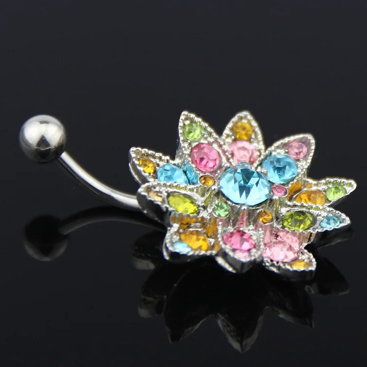 ステンレス鋼の指輪,クリスタル,フラワー,ベリー,蓮の形,ピ - Body Jewelry Hot のレビューと価格