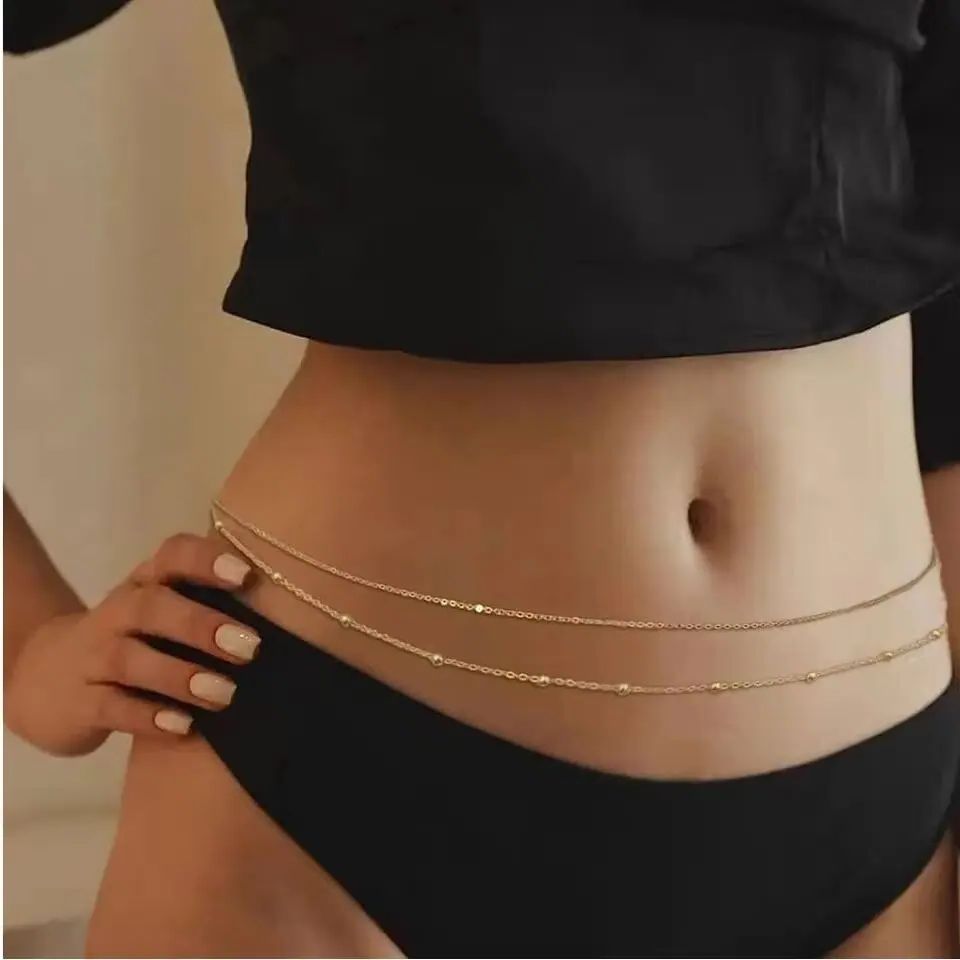 ヒップホップ二層ベリーチェーン女性のための Y2K ゴールド - Body Jewelry Sale のレビューと価格