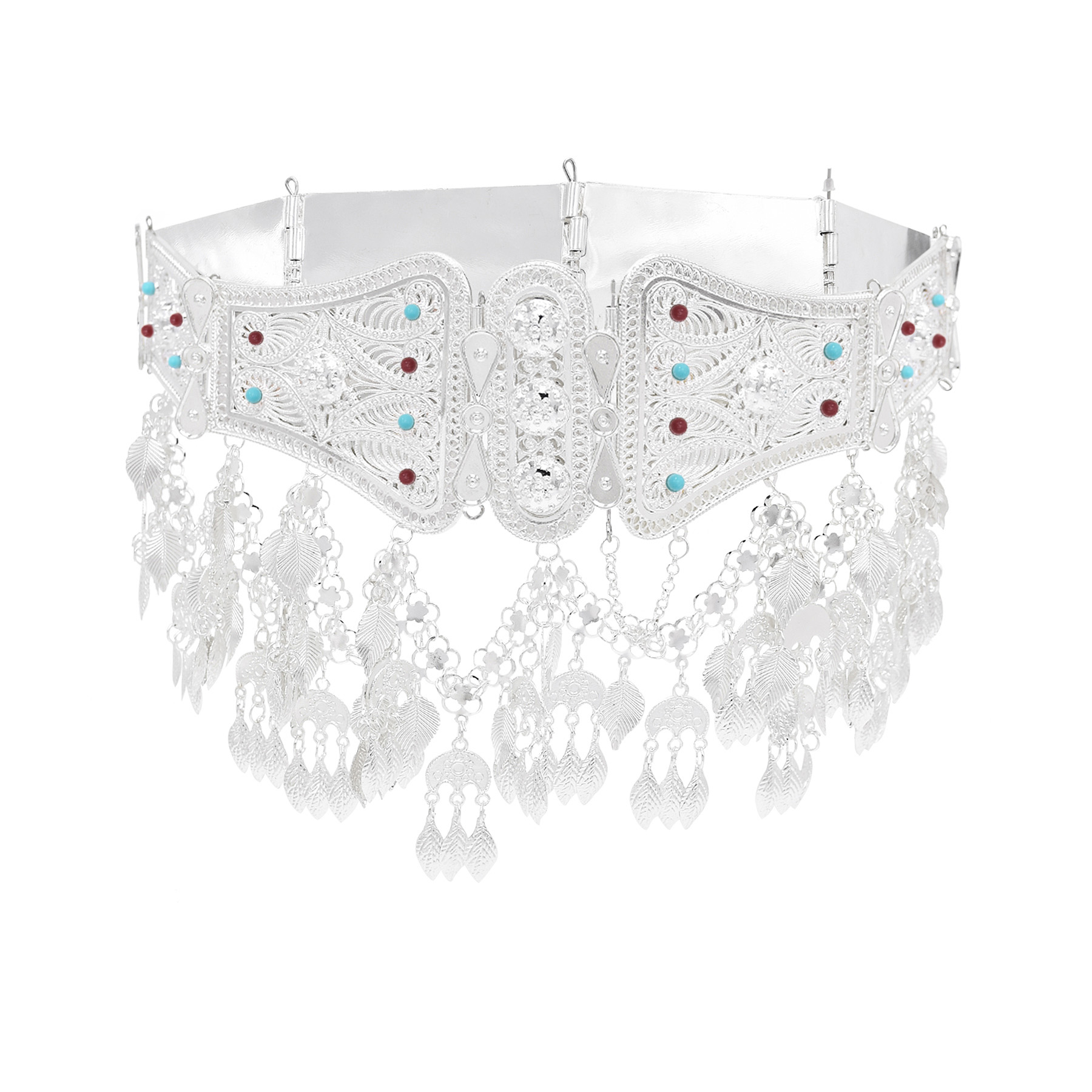 女性と男性のためのシルバーメッキのモロッコのカフタンベルト, - Body Jewelry Indian のレビューと価格