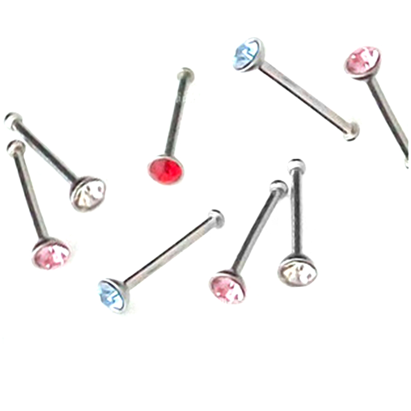4ピース/ロットインドクリスタルラインストーン鼻ネイルリング - Body Jewelry Indian のレビューと価格